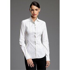 DOLCE & GABBANA Double Placket Button Down Blouse Pinstripe